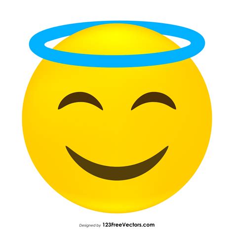 Smiling Face With Halo Emoji Icons Vector