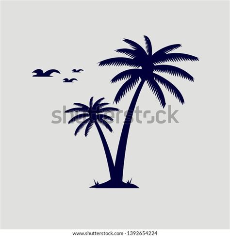 Coconut Tree Vector Illustration Silhouette Palm Stock Vector Royalty