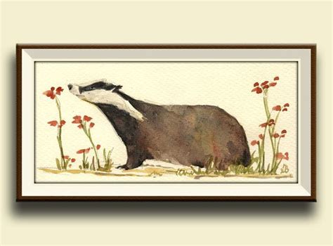 Print Badger Aninmal Badger In The Forest Badger Nursery Art Wall