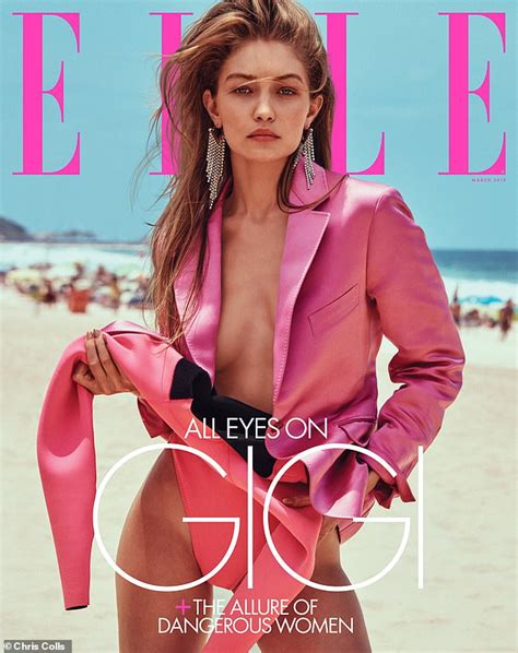 Gigi Hadid Bares All In An Eye Catching Fuchsia Blazer And Chrome Breastplate For Elle W