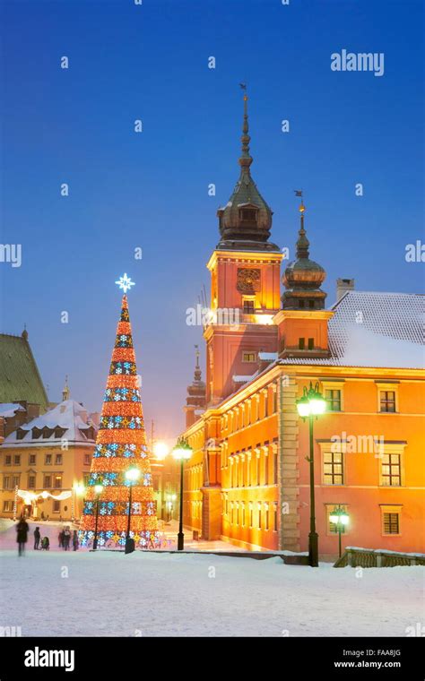 Christmas Tree Outdoors Castle Square Warsaw Capital City Poland