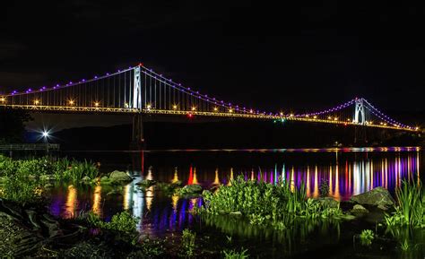 Mid Hudson Bridge At Night Photograph By John Morzen