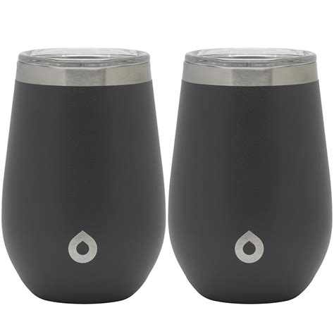 Gobottle 40352 Stainless Steel Vacuum Sealed Double Wall Insulated Stemless Glass For Wine