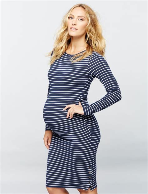 A Pea In The Pod Striped Long Sleeve Maternity Dress Long Sleeve