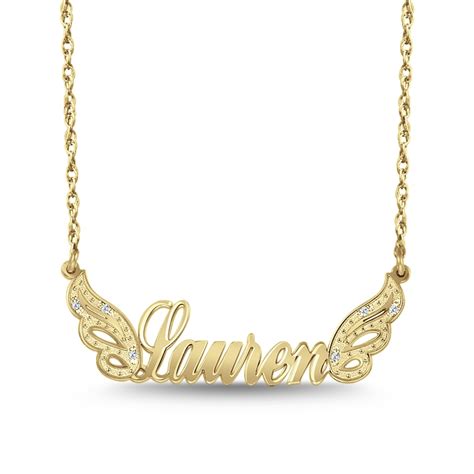 Cursive Name With Diamond Accent Wings Necklace 1 Line Zales