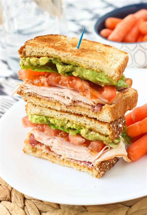 Hummus Avocado Turkey Club Sandwich