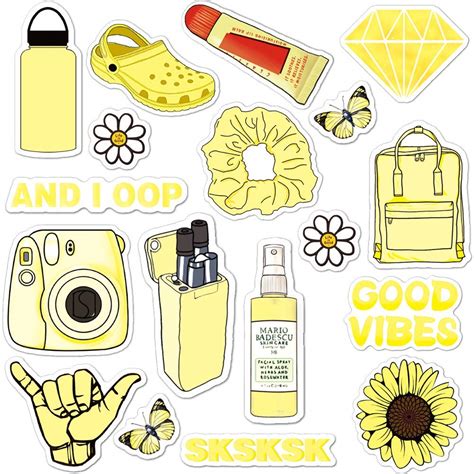 Yellow Aesthetic Sticker 23 Pack Large 3 X 3 Big Moods Yellow