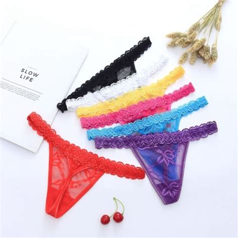 Womens Sexy Lace Sheer G String Panties Thong Floral Underwear Briefs
