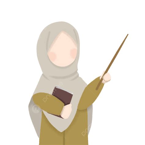 Hijab Teacher Carrying A Book Clipart Images Teachers Day Hijab