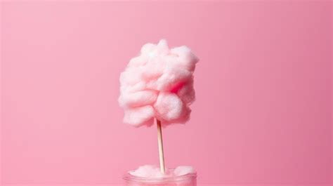 Premium Ai Image Pink Cotton Candy In A Glass On A Pink Background