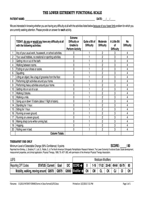 Lower Extremity Functional Scale Pdf Fill Out And Sign Online Dochub