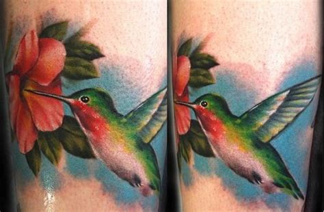 Ruby Throated Hummingbird Flower Tattoo Shoulder Girl Leg Tattoos