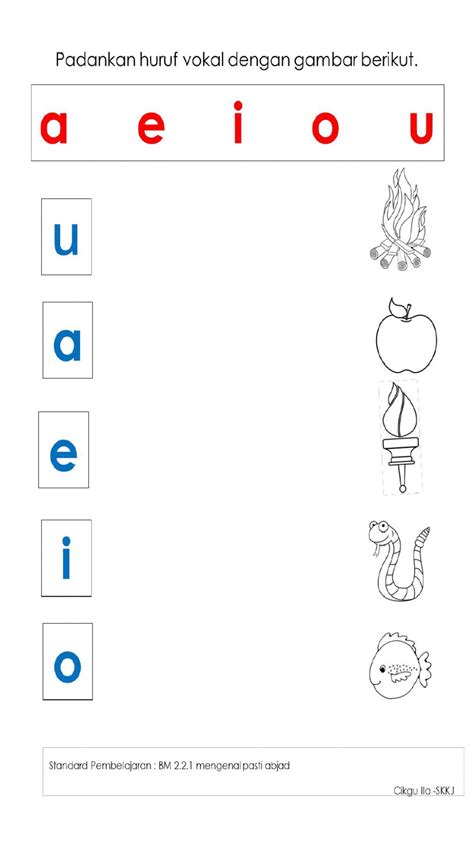 Ficha De Bahasa Melayu Huruf Vokal Para Prasekolah Reading Worksheets