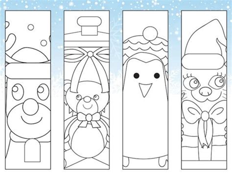 Christmas Coloring Printable Bookmarks Bookmark To Color By Funny