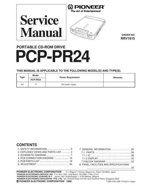 Free Audio Service Manuals Free Download Pioneer Pcp Pr24 Service Manual
