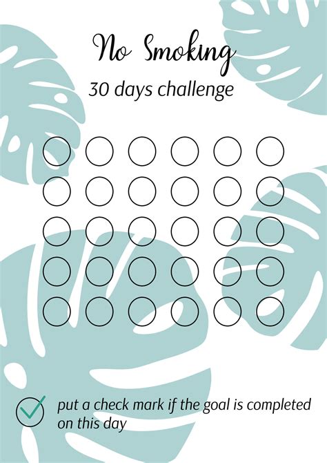 No Smoking Tracker Personal 30 Days Challenge Without Cigarettes