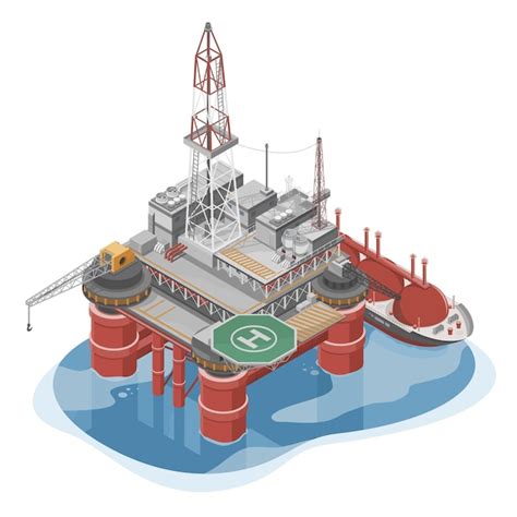 Premium Vector Offshore Oil And Gas Rig Drilling Facility And Ship