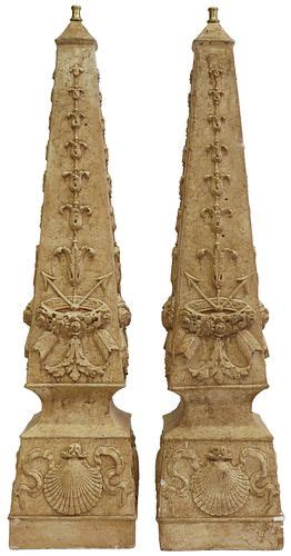 2 Architectural Cast Plaster Obelisks Sold At Auction On 24th July