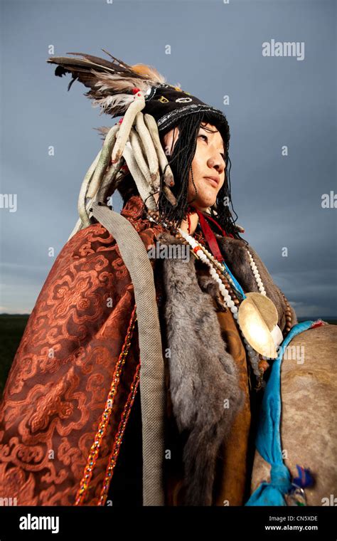 Portrait Of Mongolian Shaman Khuduu Aral Khentii Province Mongolia