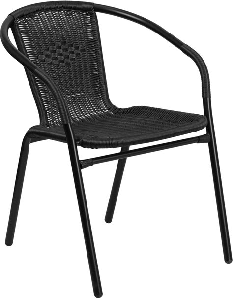 Flash Furniture Rattan Indoor Outdoor Restaurant Stack Chair Black Wgl 03