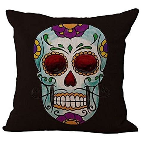 This is for a sugar skull decorative pillow case made with 100 % cotton/linen has zipper enclosure picture is only on front brand new a perfect item to decorate your sofa, and chairs, etc colorful linen cover pillow case durable and easy to look after a good gift for your friend,or a good Skull Pillow Case Multi Color Sugar Skull Pillow Cover Skull Throw Pillow Case