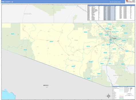 Pima County Az Zip Code Wall Map Basic Style By Marketmaps Mapsales