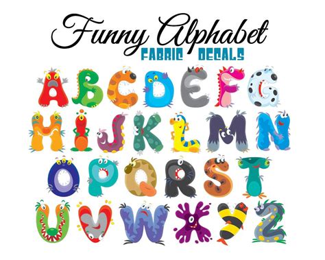 Alphabet Letters Wall Decals Funny Cartoon Animals American Decals