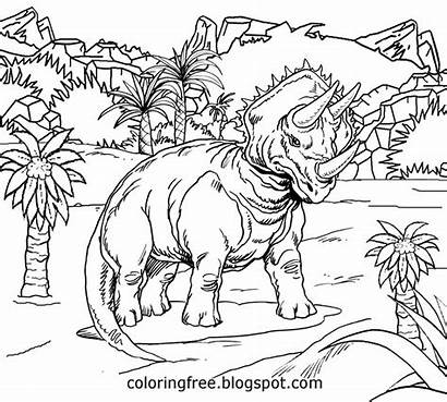 Coloring Pages Drawing Dinosaur Jurassic Landscape Realistic