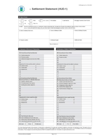 83 Hud 1 Settlement Statement Excel Free To Edit Download And Print Cocodoc