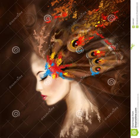 Fantasy Portrait Beautiful Woman Butterfly Abstract