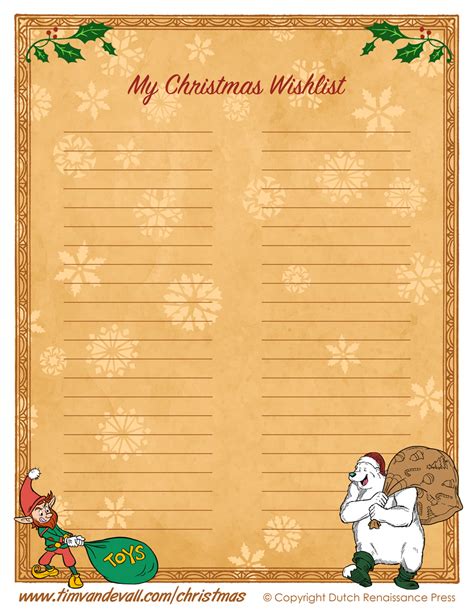 printable christmas wishlist template  kids