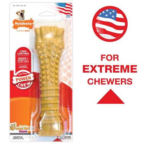 Nylabone Power Chew Flavored Durable Chew Toy For Dogs Peanut Butter