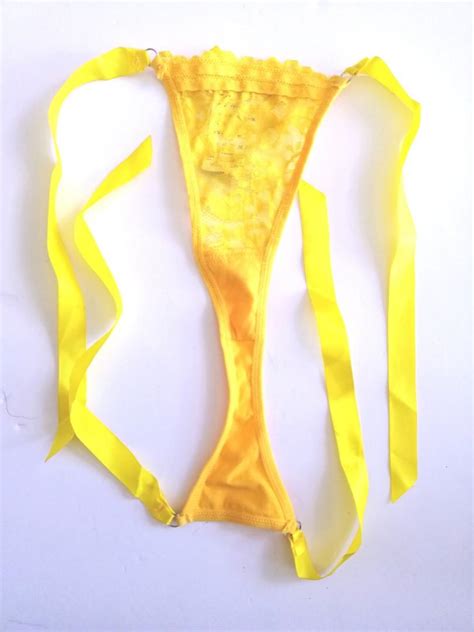 Last Piece Yellow Lady Ladies Woman Women Lingerie Sexy Lingerie G String V String Panty