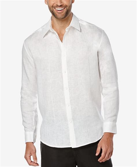 Cubavera Mens 100 Linen Perforated Long Sleeve Shirt Macys
