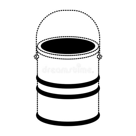 Paint Bucket Spilling In Black Dotted Contour Stock Vector