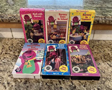 Barney The Purple Dinosaur Vhs Lot Of 6 Tapes 90s Childrens Show 30