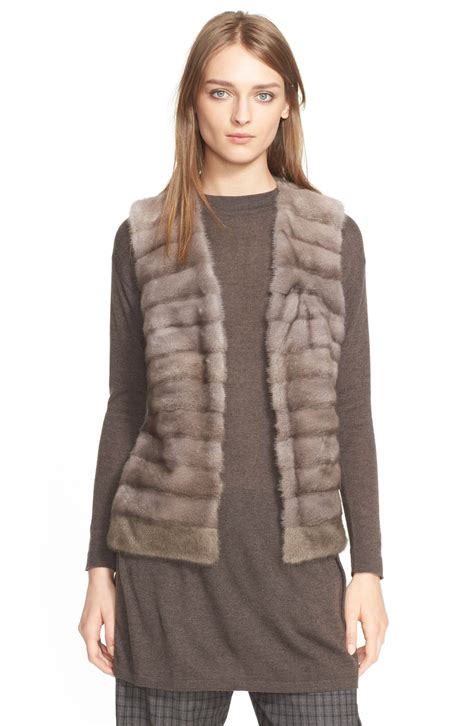 Eleventy Genuine Mink Fur Vest With Cable Knit Back Nordstrom