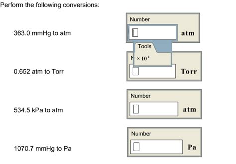 Solved Perform The Following Conversions 3630 Mmhg To Atm