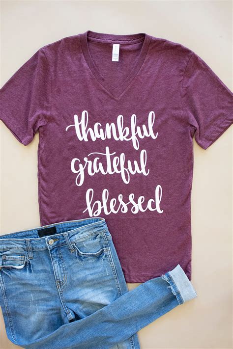 thankful grateful blessed v neck graphic tee pink lily