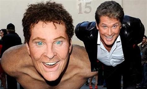 David Hasselhoff Posing With His Wax Stunt Double On The Set Of The