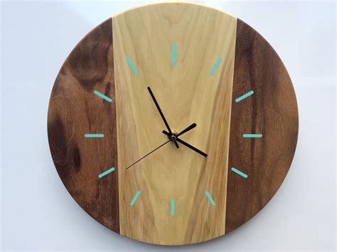Large Wooden Wall Clock Unusual Wooden Clock Handmade Wooden Etsy