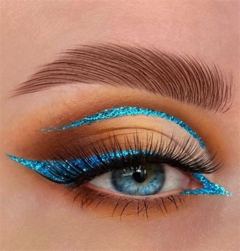 50makeup Looks To Make You Shine In 2023 Shimmery Blue Teal Liner