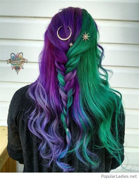 Pin By Skullbubbles🖤 On Hair Color Hair Styles Purple And Green Hair