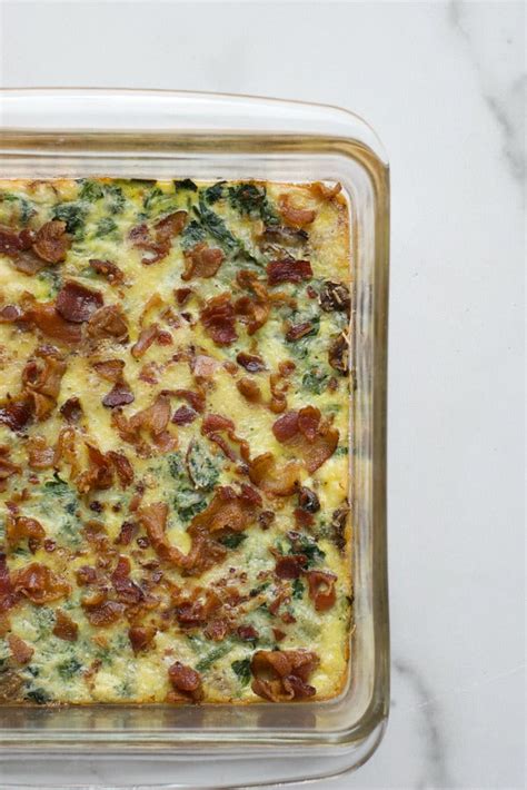 Low Carb Bacon Spinach And Cheese Egg Casserole