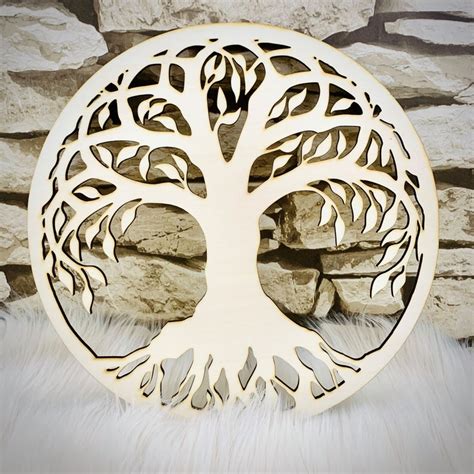 Large Tree Of Life Round Wall Art Wood Minimalist Decor Etsy