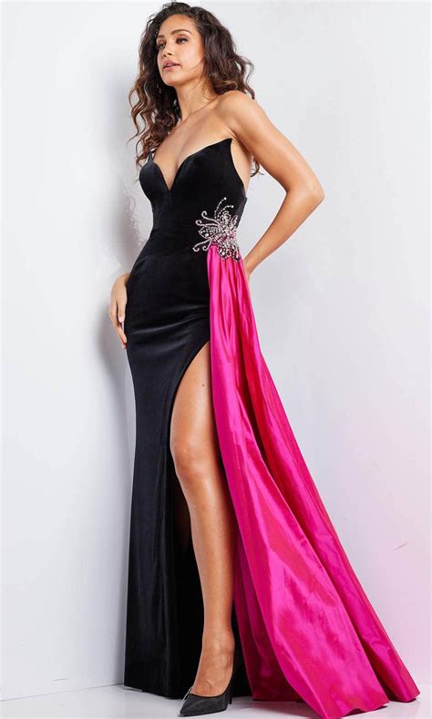 Jovani 26117 Velvet Strapless Prom Gown Couture Candy