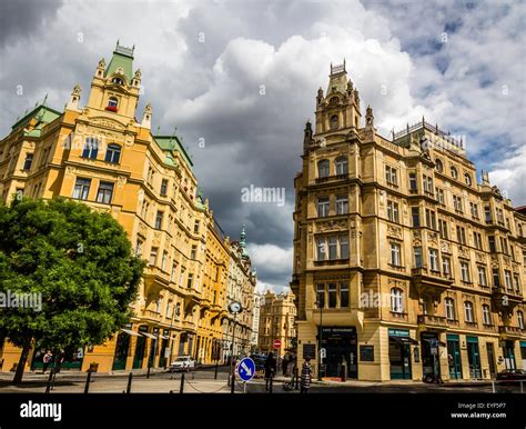 Prague Panoramic Street View Stock Photo Alamy
