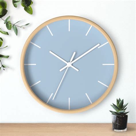 Dusky Blue Wall Clock With White Separators Pastel Wall Etsy Blue