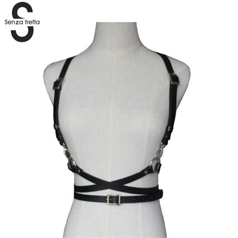 Senza Fretta Leather Dark Rock Street Strap Women Sexy Body Harness