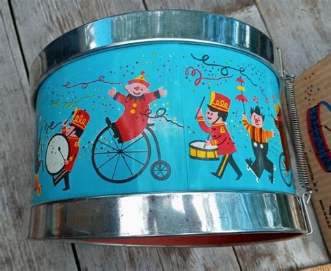 Too Cool Vintage Jchein Litho Tin Toy Marching Drum 171 Big Top Usa
